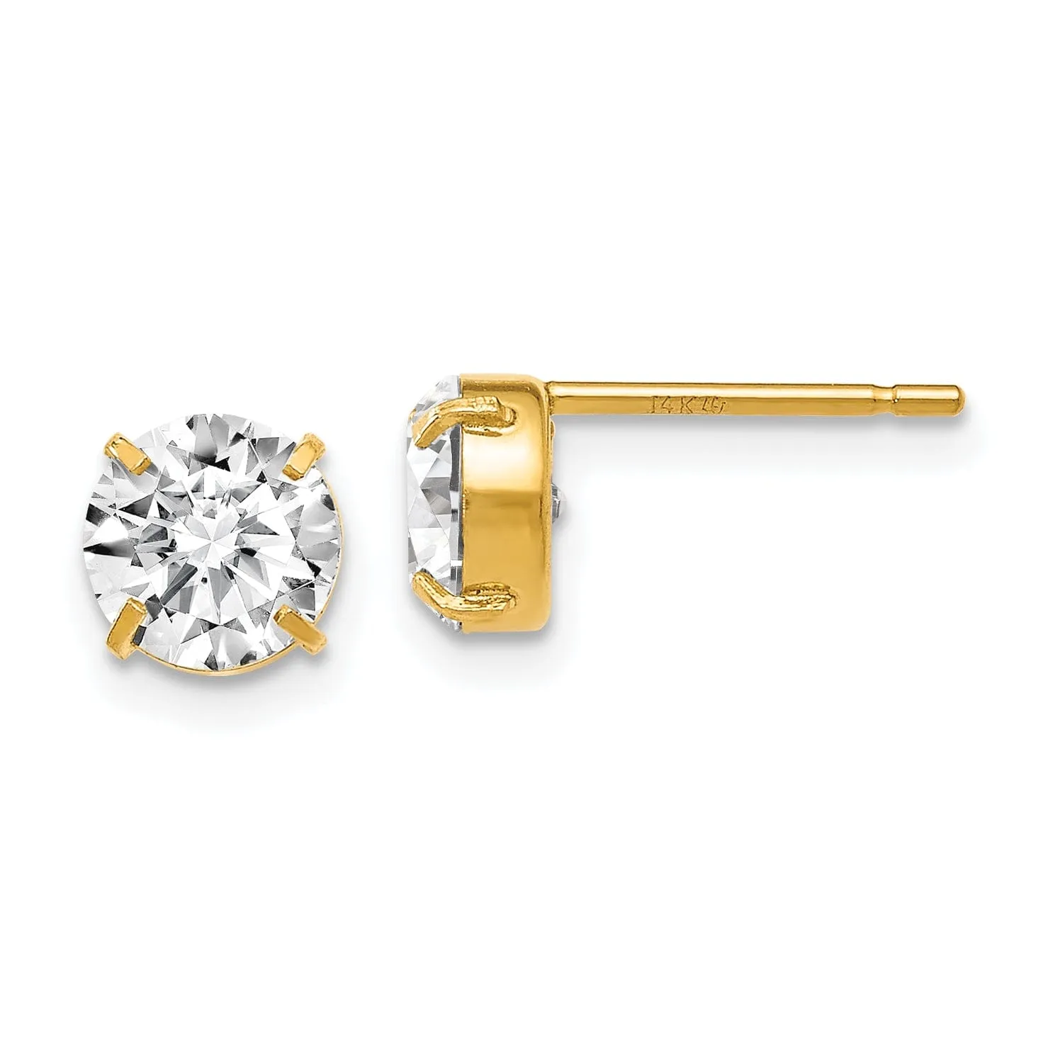 14k Yellow Gold C.Z Stud 6.0mm Earrings