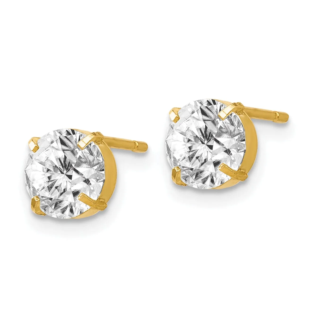 14k Yellow Gold C.Z Stud 6.0mm Earrings