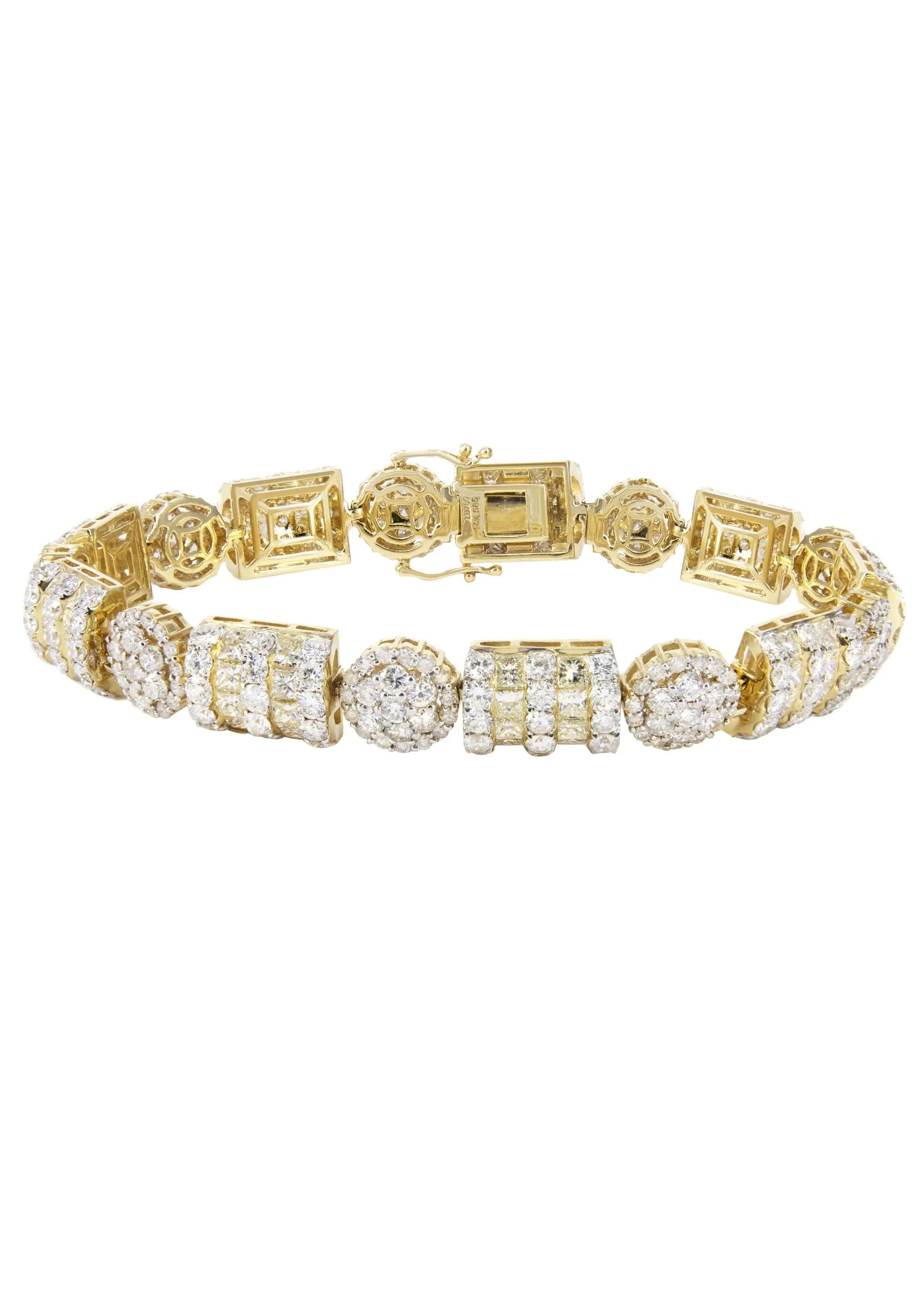 14K Yellow Gold Diamond Cluster Bracelet | 33.97 Grams | 21.15 Carats