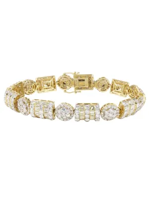 14K Yellow Gold Diamond Cluster Bracelet | 33.97 Grams | 21.15 Carats