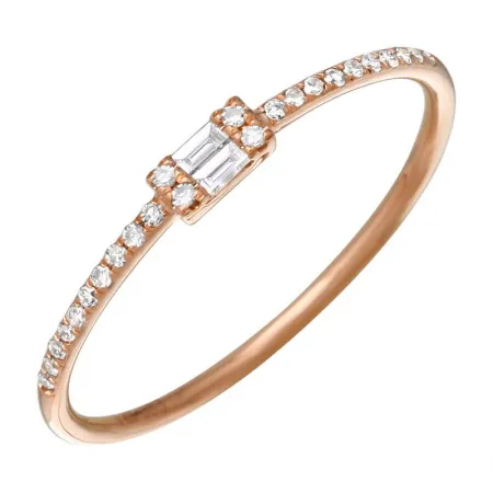 14K Yellow Gold Diamond Round   Baguette Stackable Ring