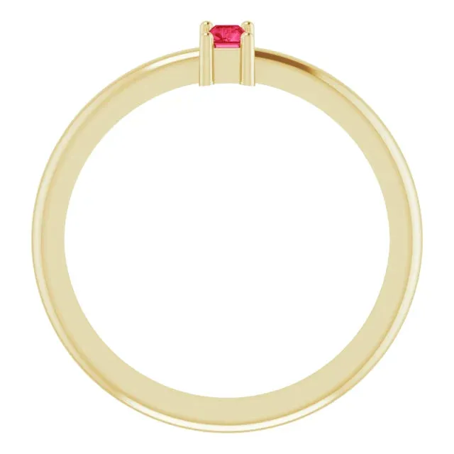 14K Yellow Gold Lab-Grown Ruby Stackable Ring