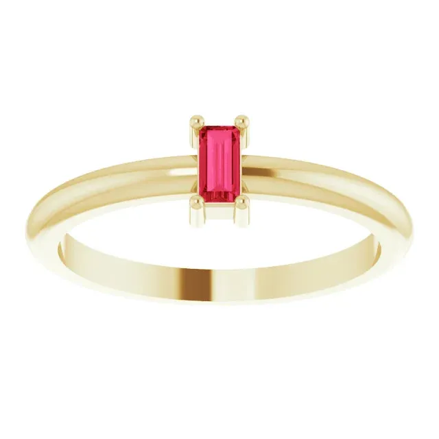 14K Yellow Gold Lab-Grown Ruby Stackable Ring