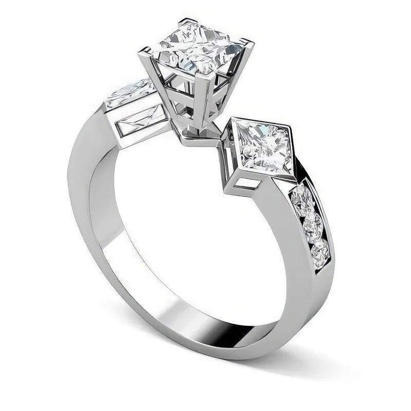 1.55-2.70 CT Round & Princess Cut Diamonds - Engagement Ring