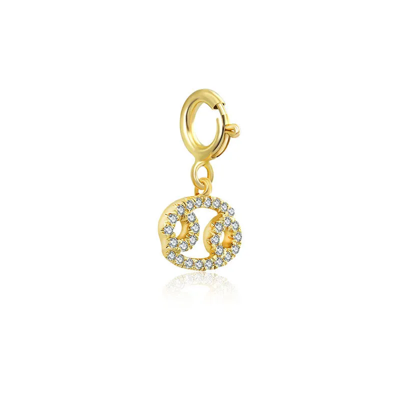 18k Gold Cancer Zodiac Sign Diamond Charms