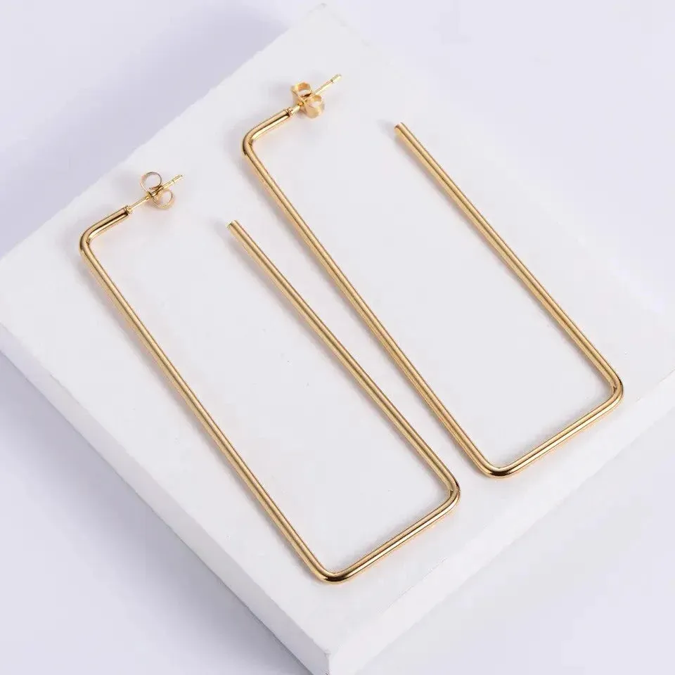 18K Gold-Filled Extra Large Rectangle Earrings