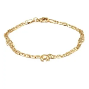 18K Gold Filled Mariner link elephant Bracelet 8 Womens Teens