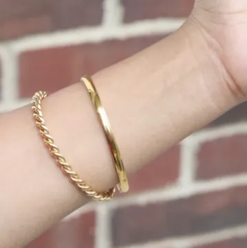 18K Gold-Filled Plain Bangle Bracelet