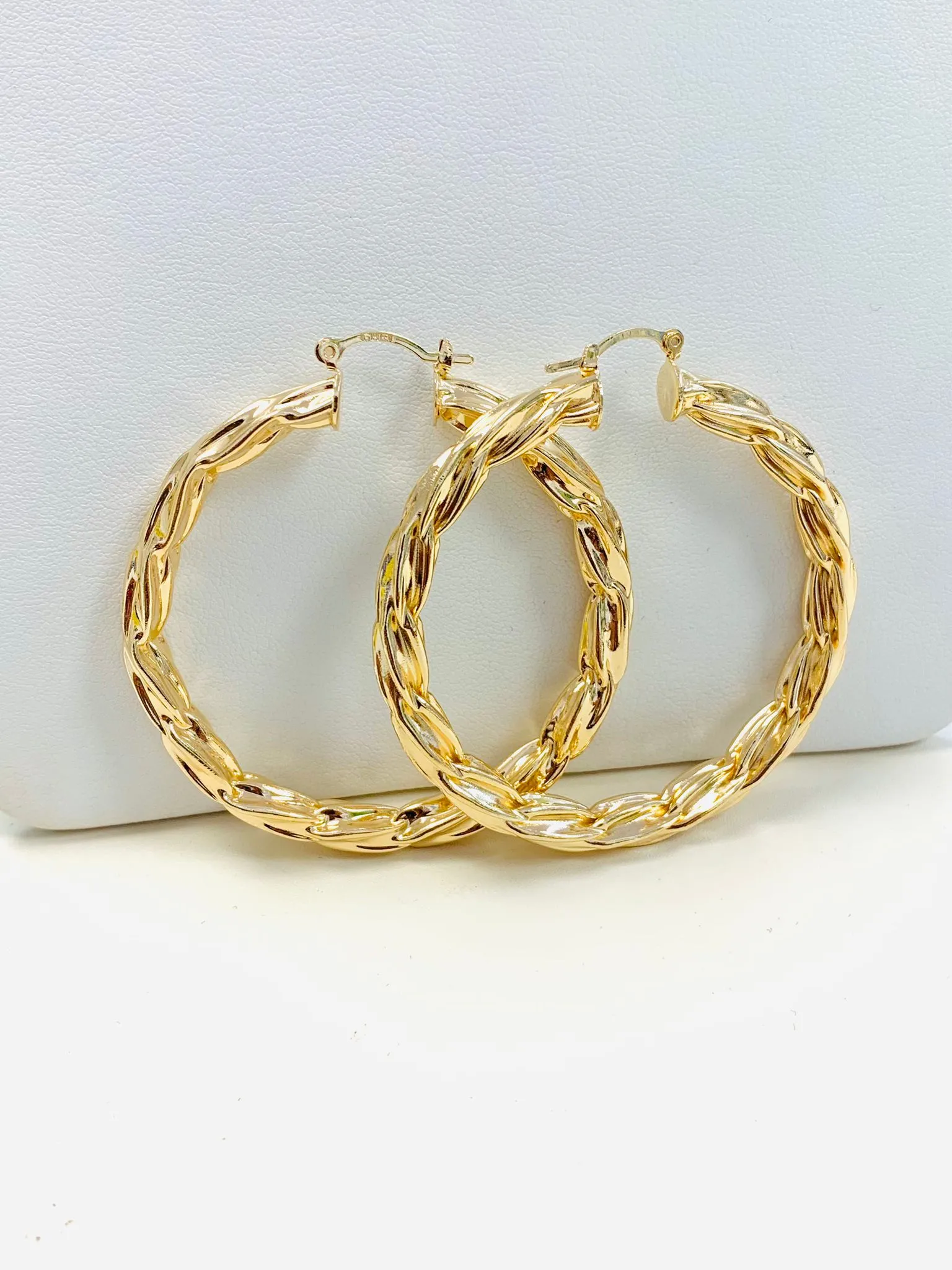 18K Gold Filled Twisted Hoop Earrings Diamond Cut For Women Gifts Fashion Style Earlobe - Prime Jewelry 269