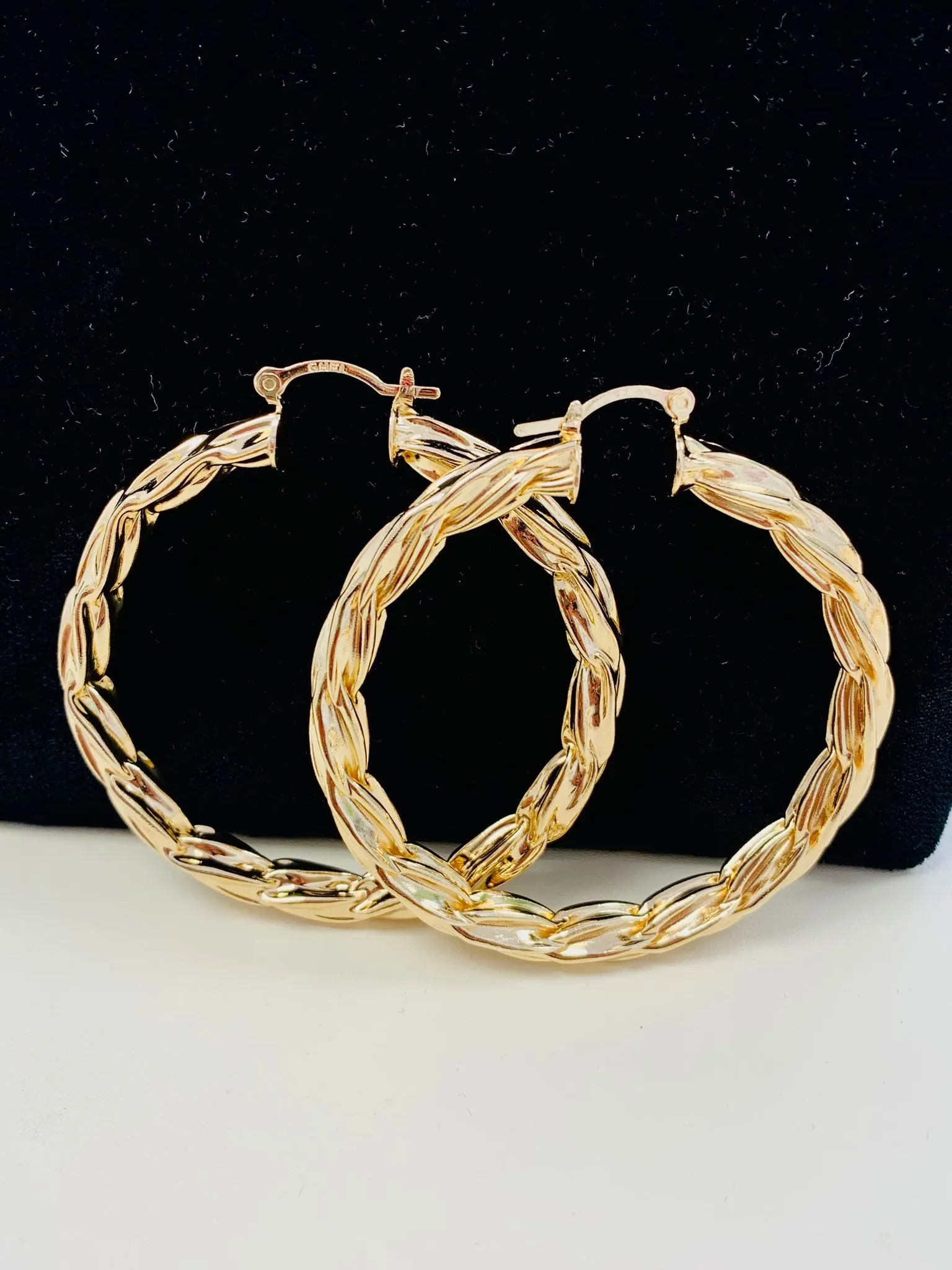 18K Gold Filled Twisted Hoop Earrings Diamond Cut For Women Gifts Fashion Style Earlobe - Prime Jewelry 269