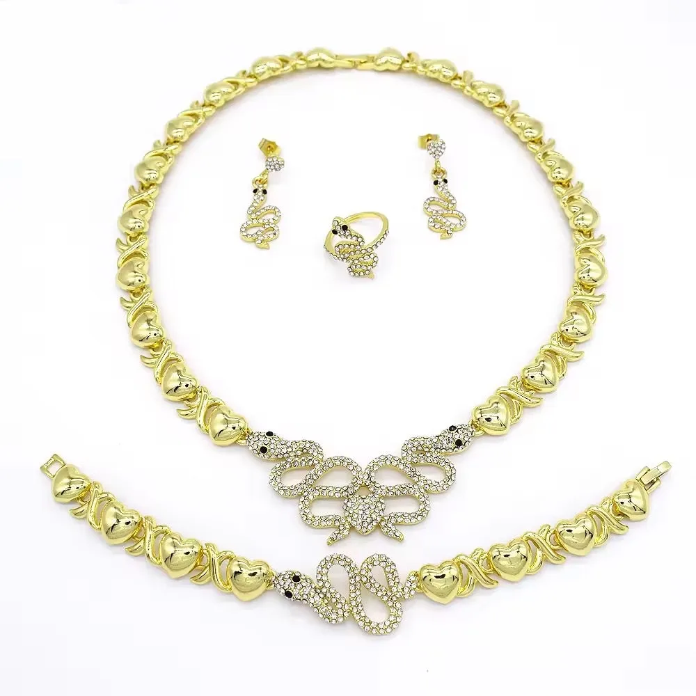 18K Gold-Filled XO Snake Necklace Set