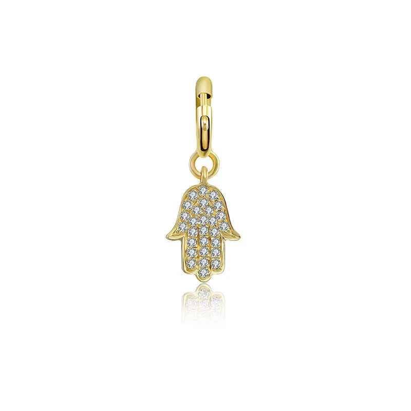 18k Gold Hand Shape Diamond Charms