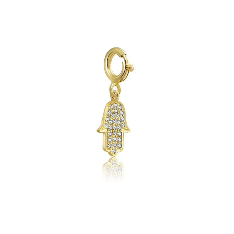 18k Gold Hand Shape Diamond Charms