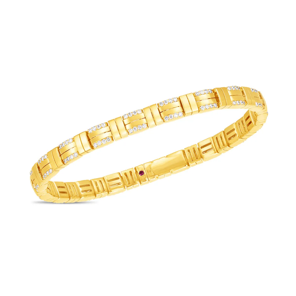 18K Veneto Woven Single Row Bracelet with Diamond Accent