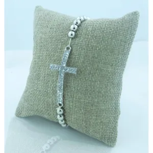 18K White Gold Filled Cross bracelet