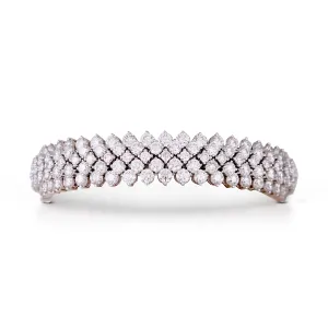 18K White Gold Five Row Diamond Bracelet