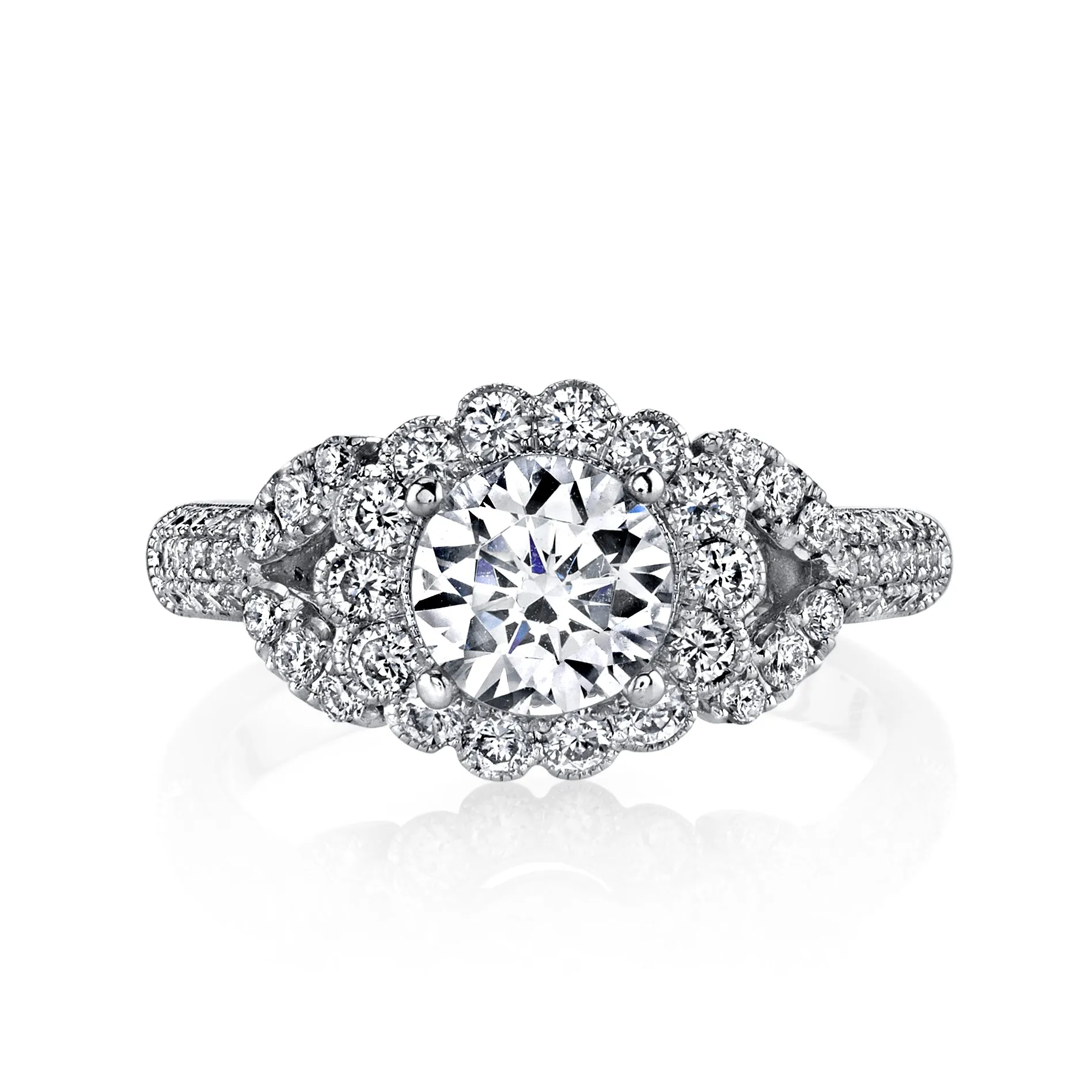 18K White Gold Halo Diamond Engagement Ring