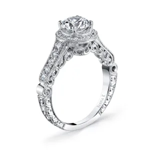 18K White Gold Halo Diamond Engagement Ring