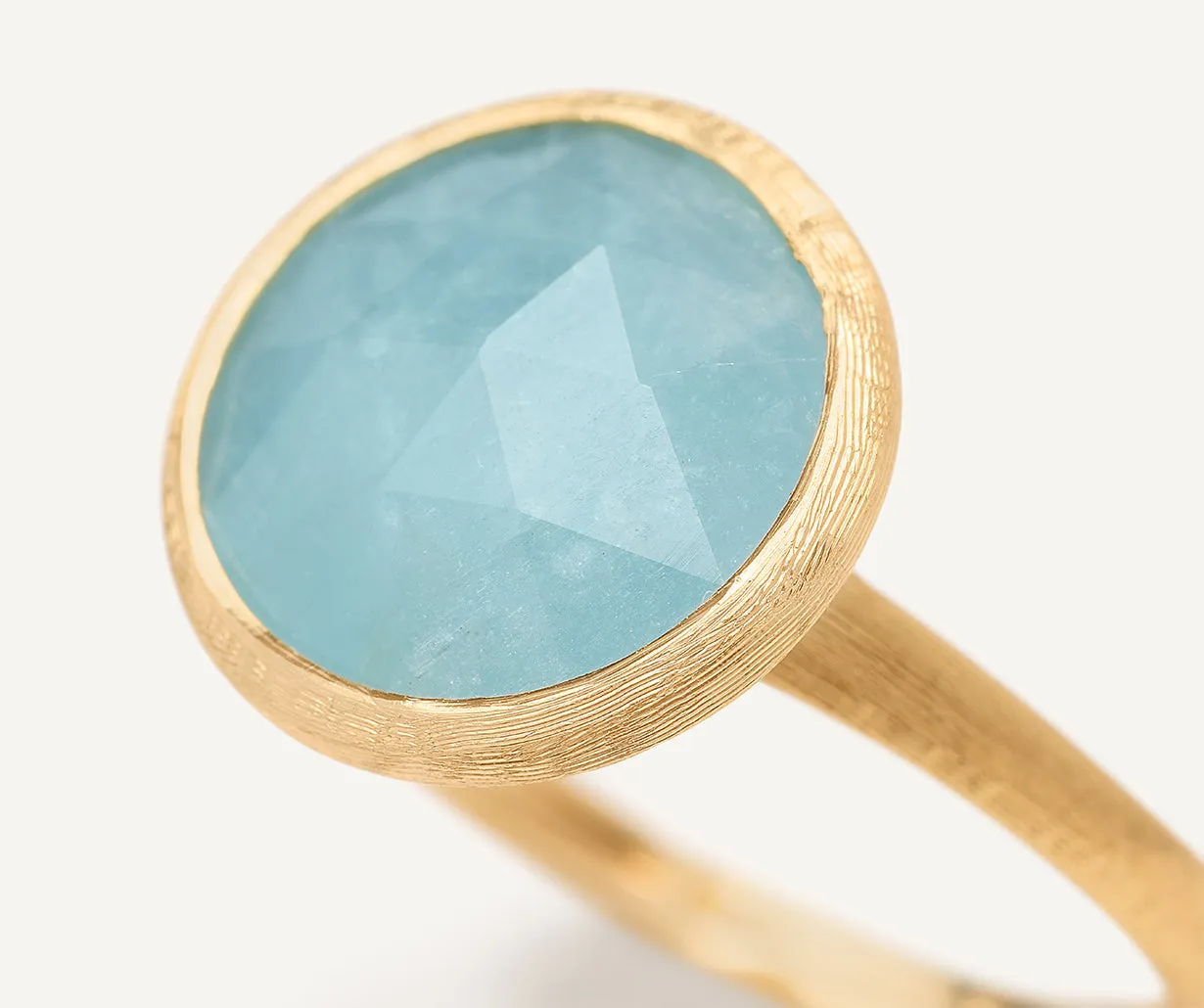 18K Yellow Gold Medium Aquamarine Ring