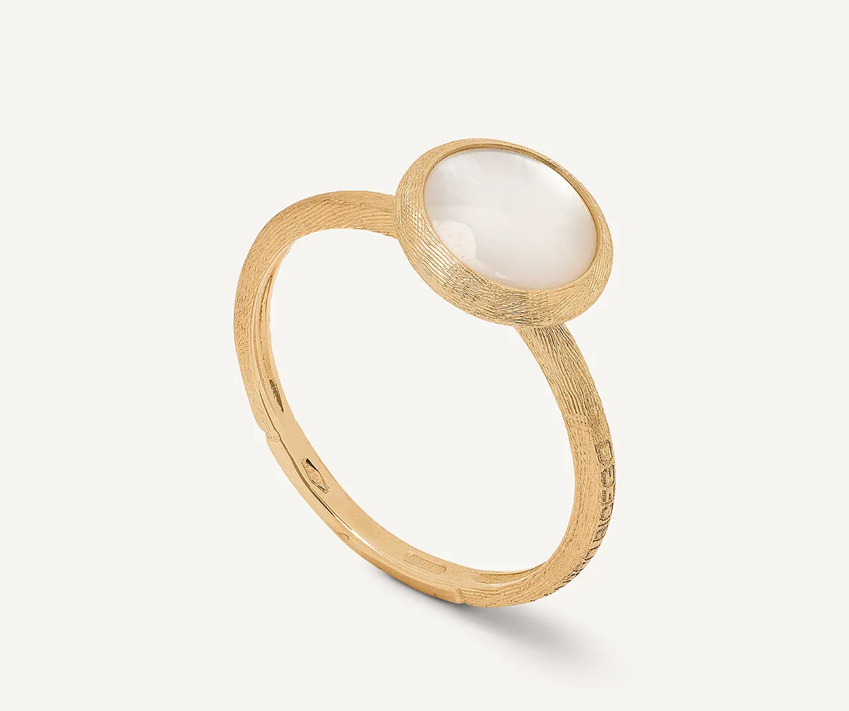 18K Yellow Gold Mother of Pearl Stackable Ring