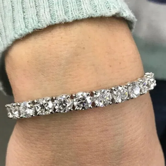 20 Ct Lab Grown Diamond Tennis Bracelet 14k White Gold 7"