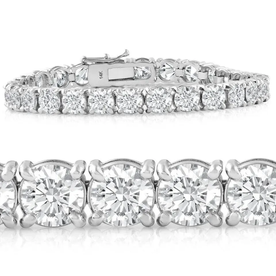 20 Ct Lab Grown Diamond Tennis Bracelet 14k White Gold 7"