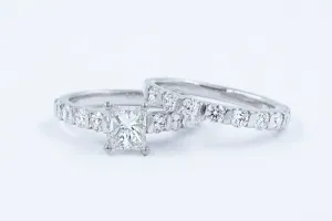 2.4 ctw Princess Cut Natural Diamond Wedding Ring Set