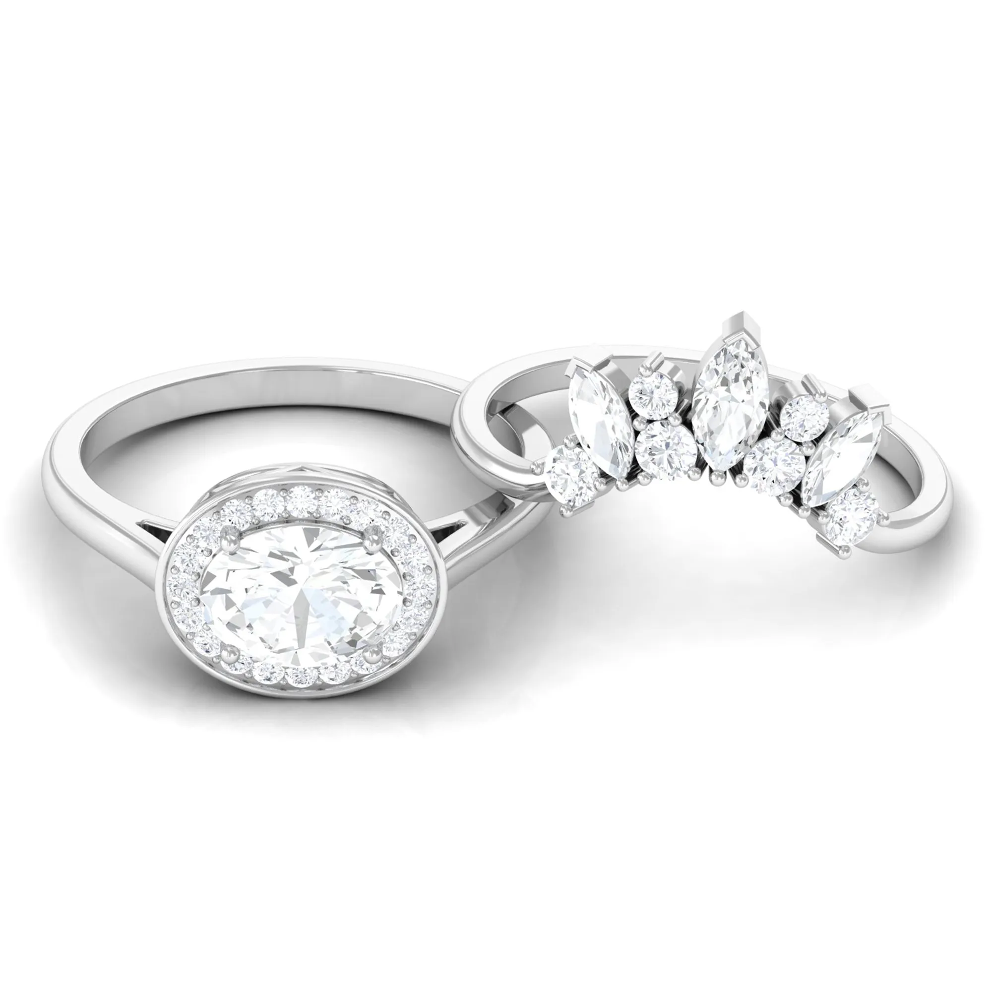 2.75 CT Certified Moissanite Designer Wedding Ring Set