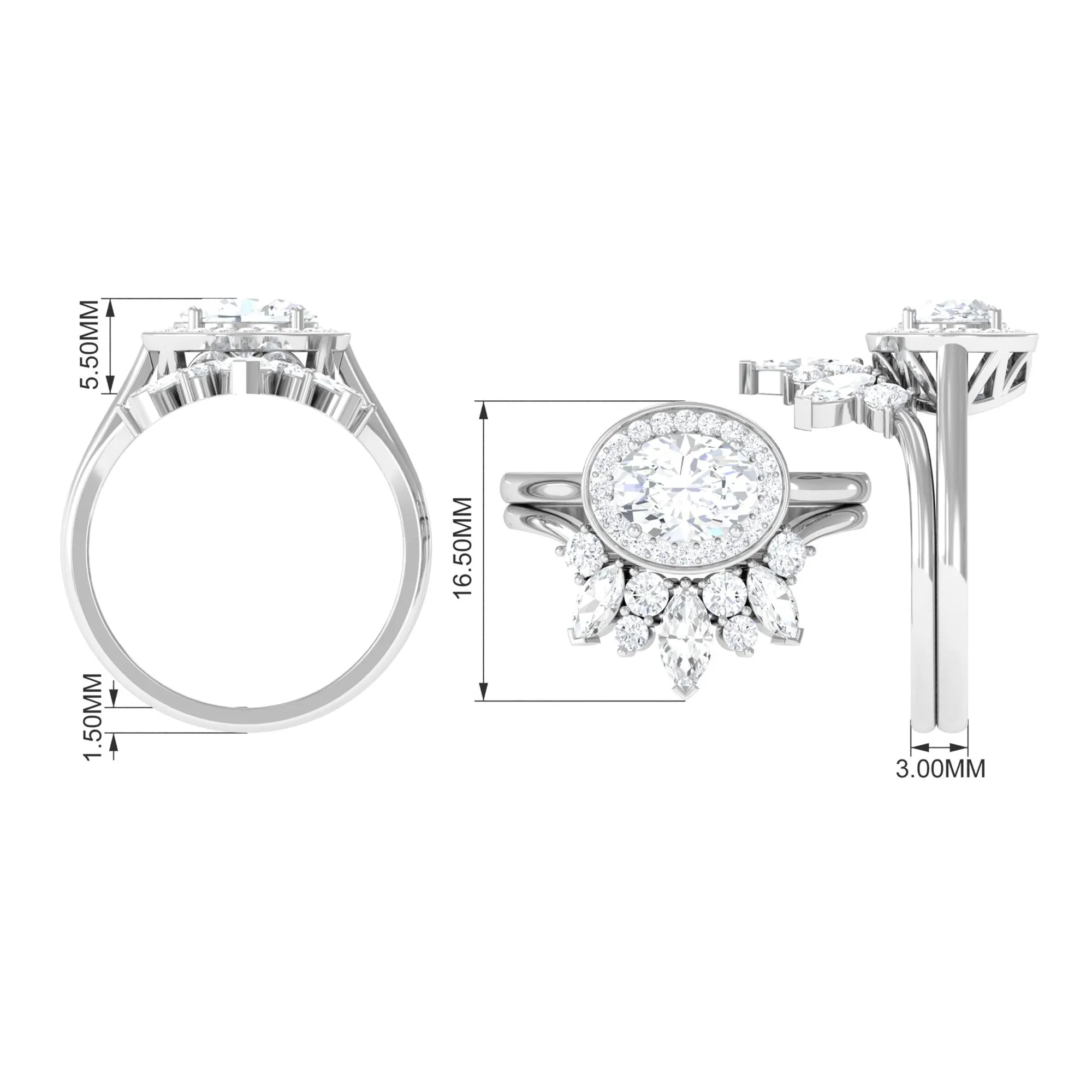 2.75 CT Certified Moissanite Designer Wedding Ring Set