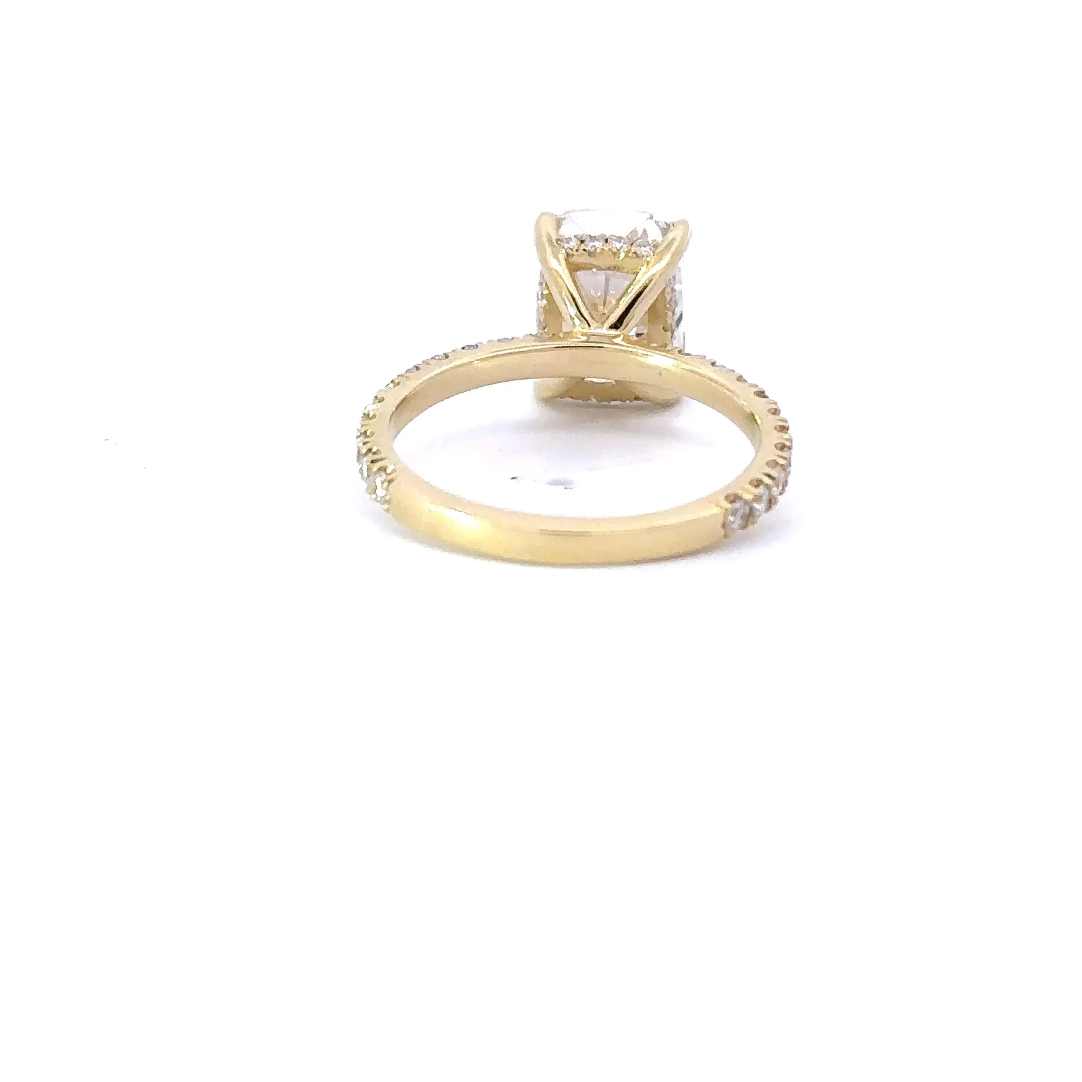 3.00-3.99 Carat Cushion Lab Grown Diamond Engagement Ring with Signature Setting