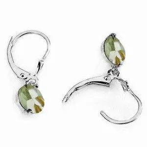 3.1 Carat 14K Solid White Gold Leverback Earrings Green Amethyst