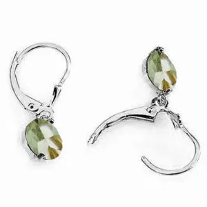 3.1 Carat 14K Solid White Gold Leverback Earrings Green Amethyst