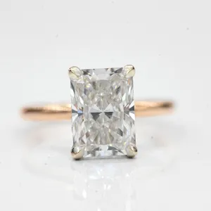 3.50 Radiant Lab Diamond Engagement Ring with Hidden Halo