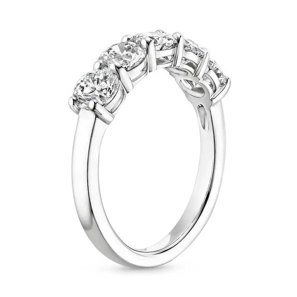 5 Stone Diamond Ring (0.85 ct Diamonds) in White Gold