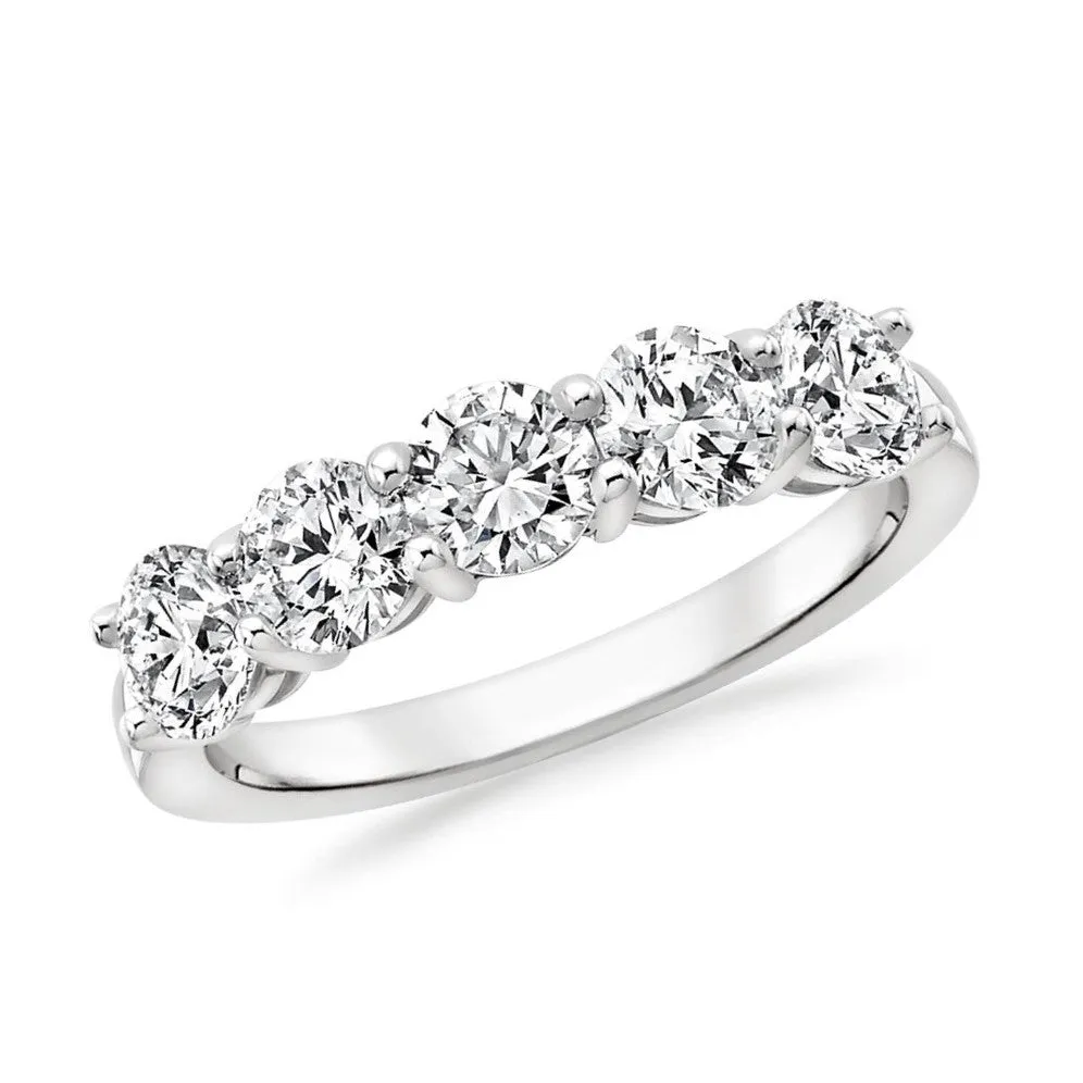 5 Stone Diamond Ring (0.85 ct Diamonds) in White Gold