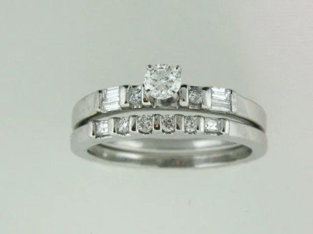 514 - Platinum Genuine Diamonds Ring Set