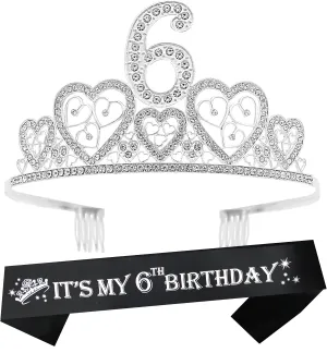 6th Birthday Girl,6th Birthday Sash, 6th Birthday Tiara, 6th Birthday Decorations for Her