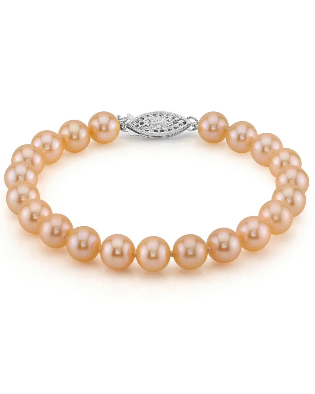 7.0-7.5mm Peach Freshwater Pearl Bracelet - AAA Quality