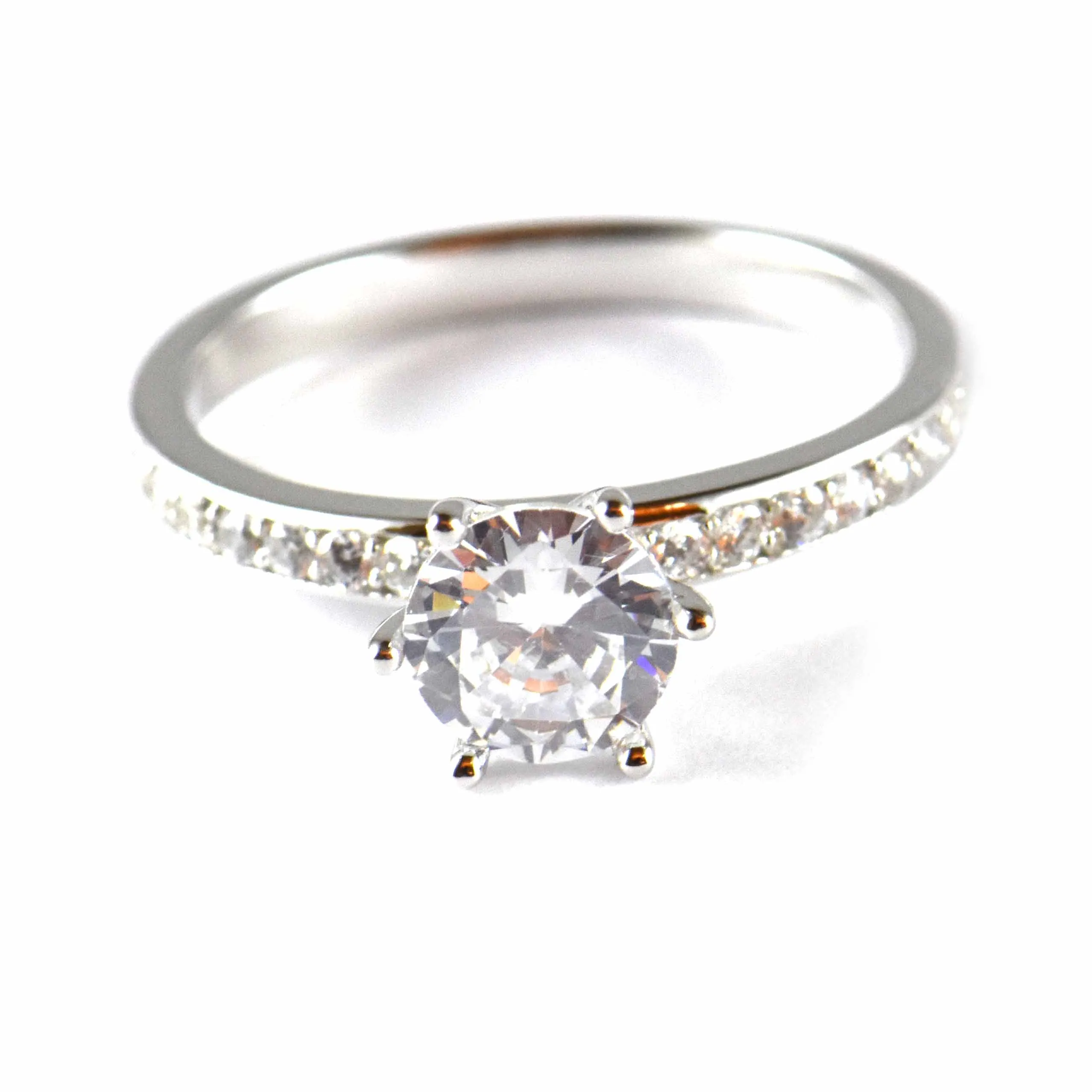 7mm CZ silver wedding ring