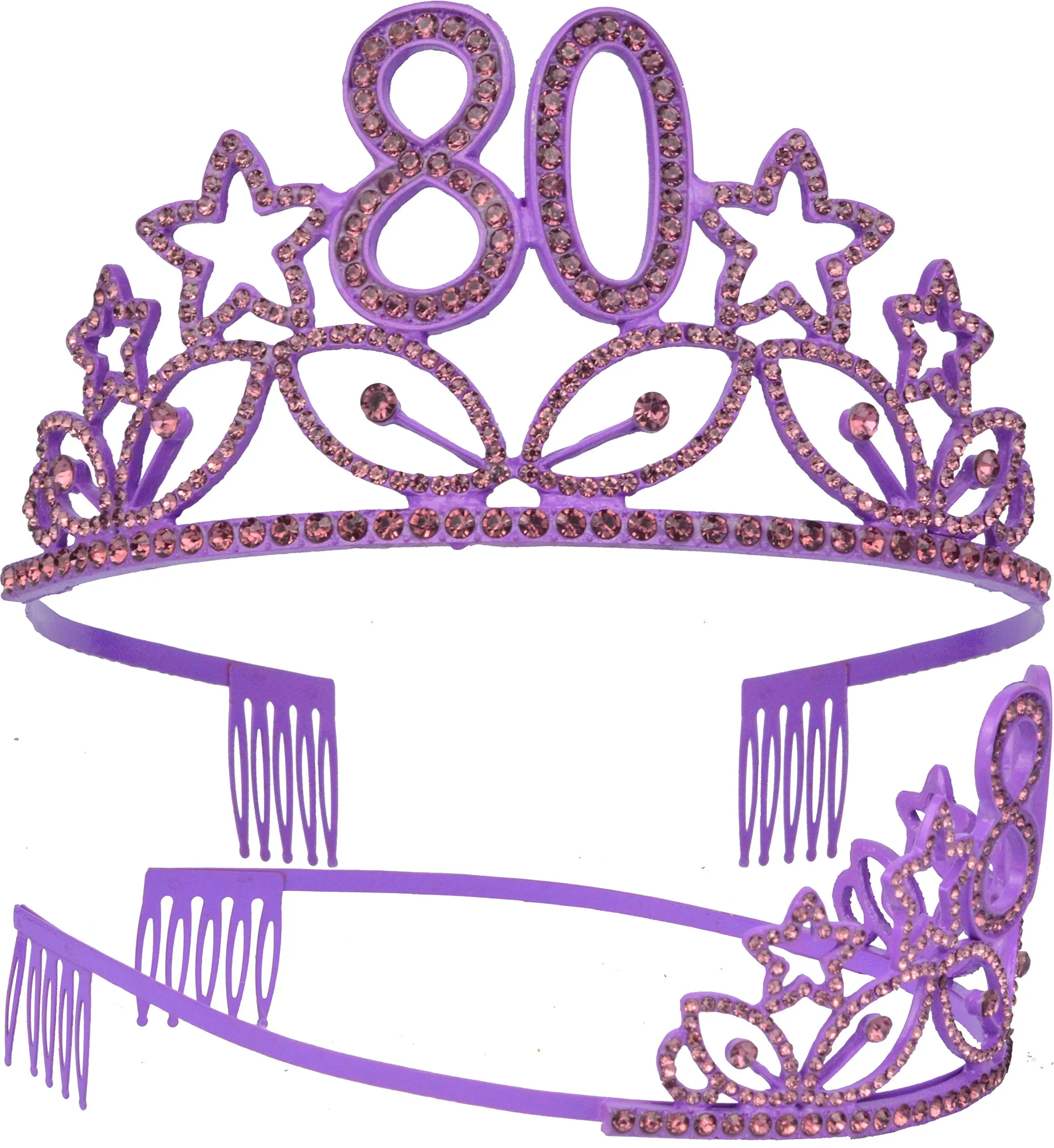 80th Birthday Gifts for Woman, 80th Birthday Tiara and Sash Purple, HAPPY 80th Birthday