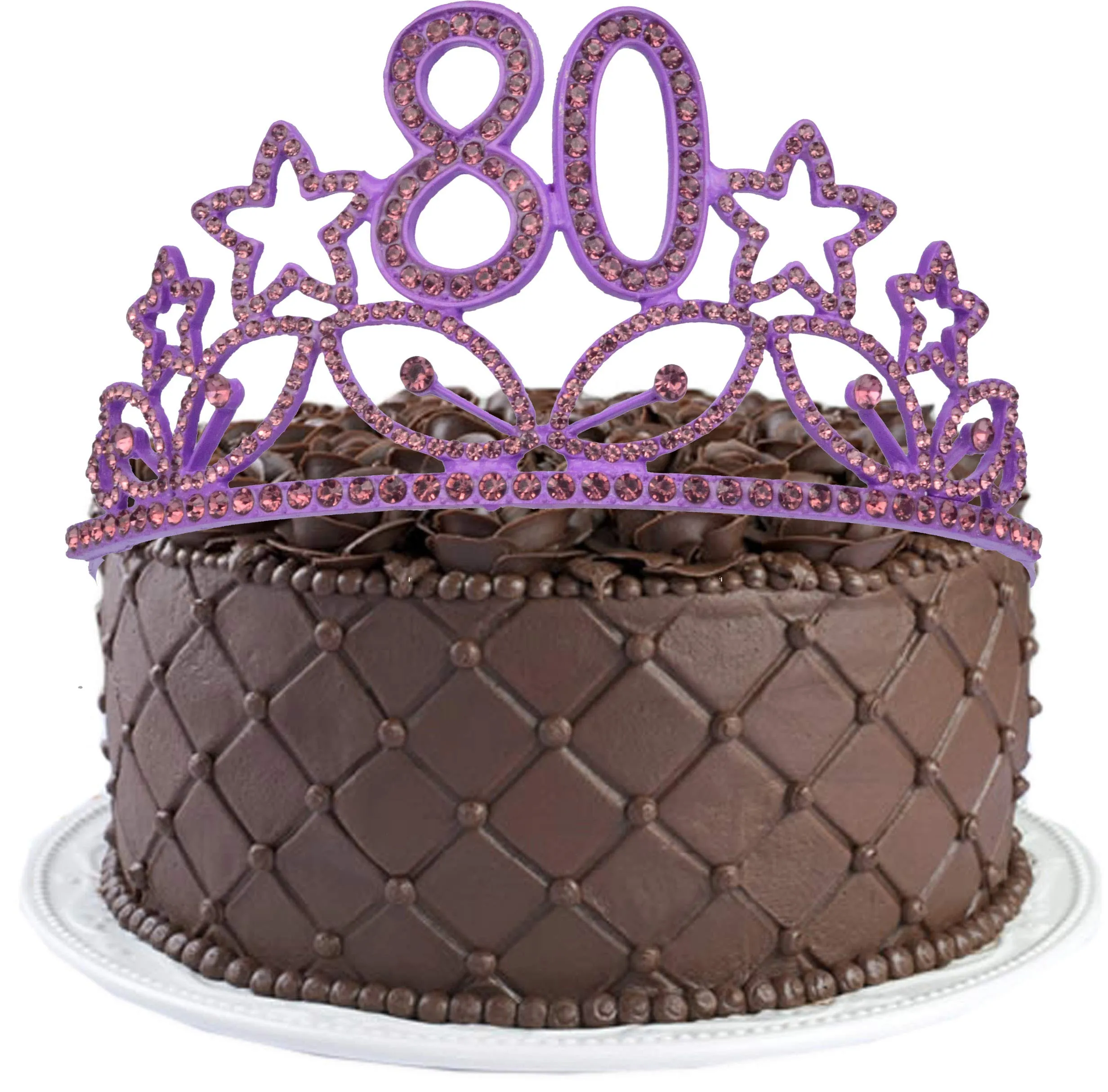 80th Birthday Gifts for Woman, 80th Birthday Tiara and Sash Purple, HAPPY 80th Birthday