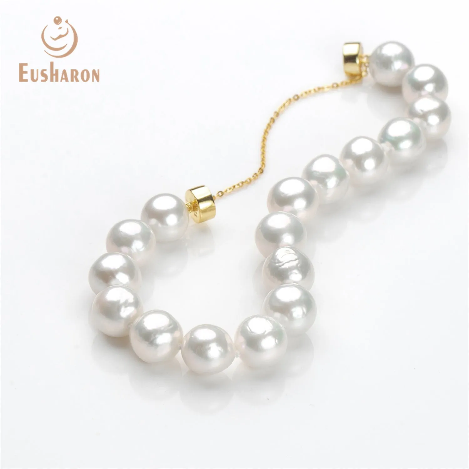 9-12mm Round Baroque White Edison Pearl Bracelet