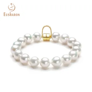 9-12mm Round Baroque White Edison Pearl Bracelet