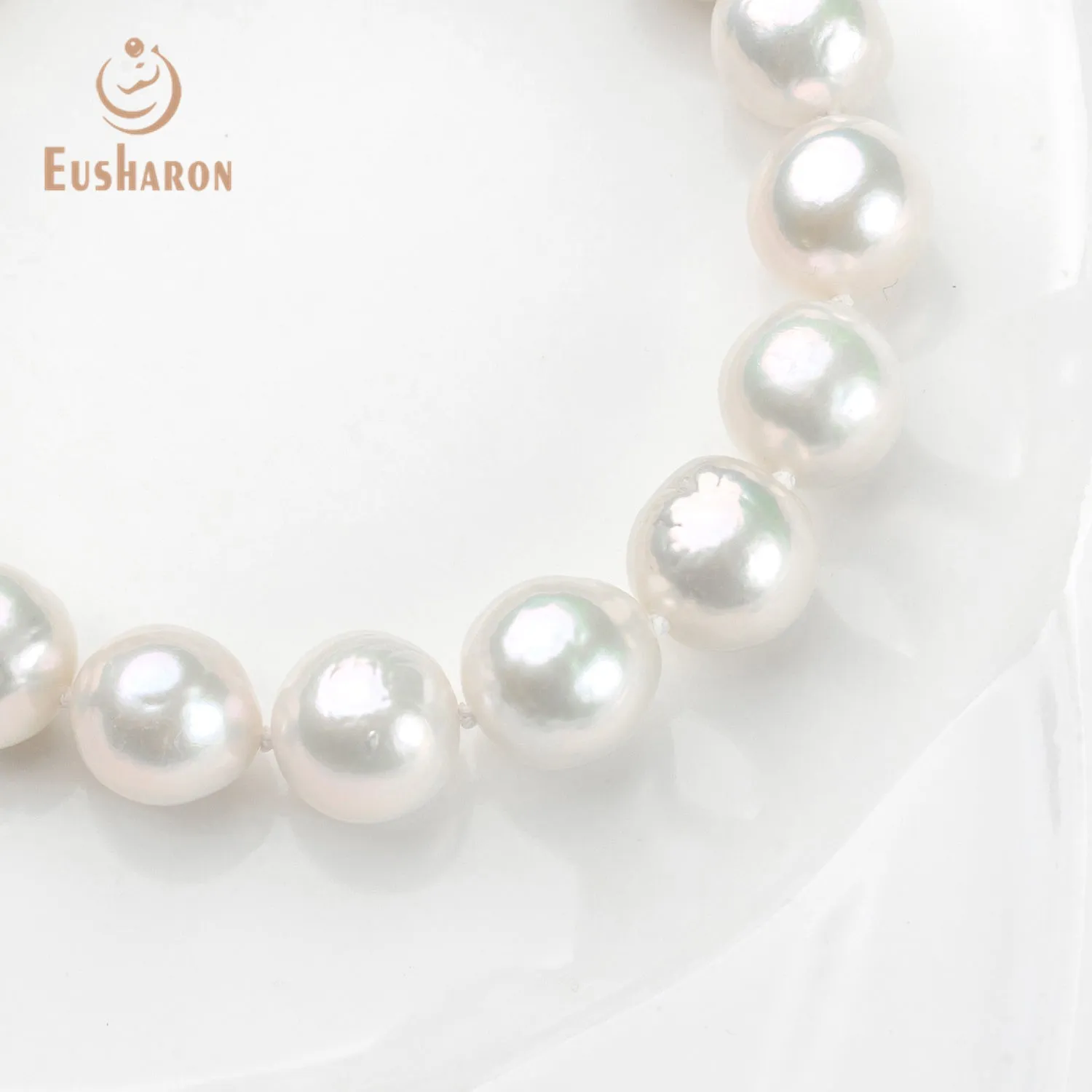 9-12mm Round Baroque White Edison Pearl Bracelet