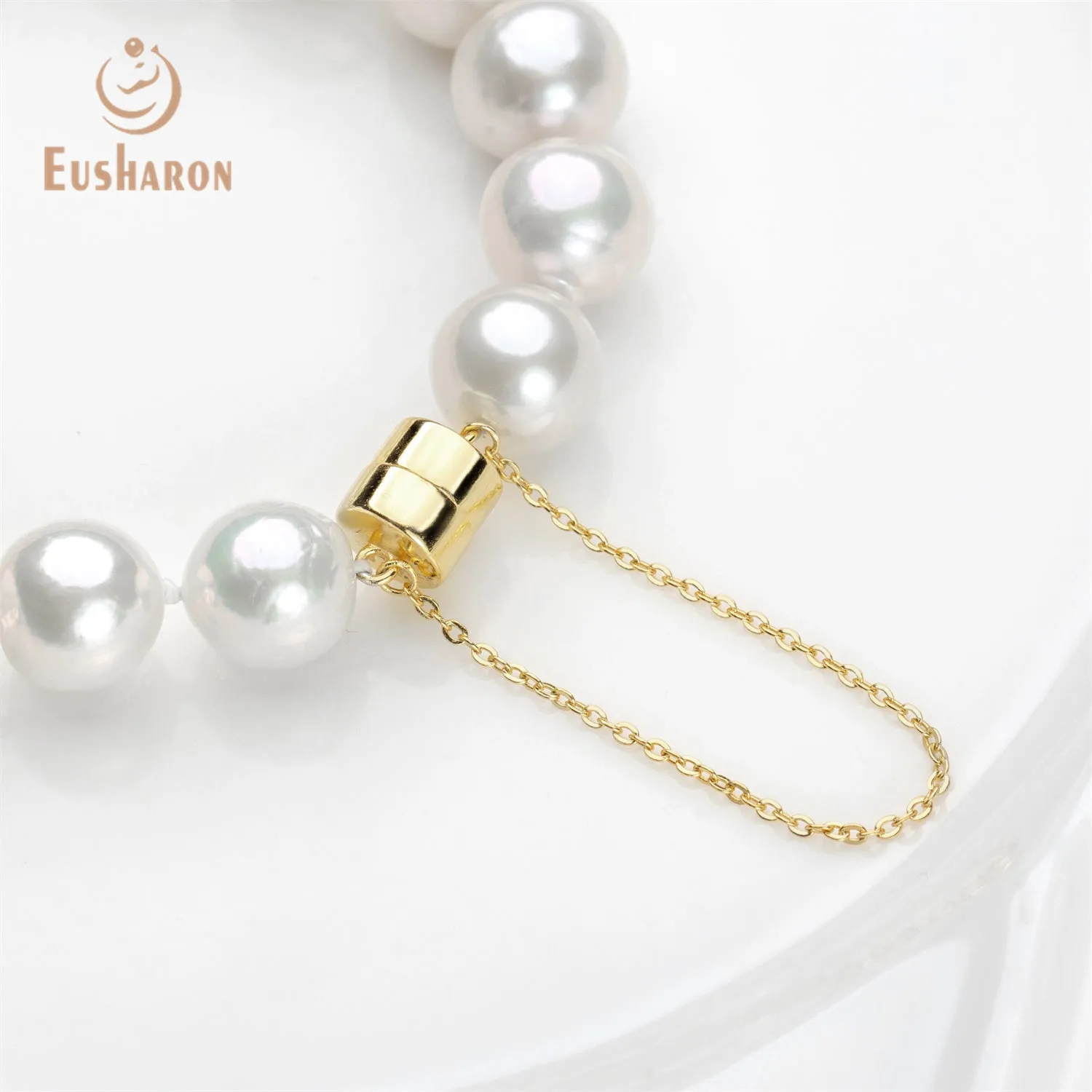 9-12mm Round Baroque White Edison Pearl Bracelet