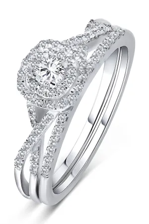 9ct White Gold 0.37ct Diamond Bridal Set Ring