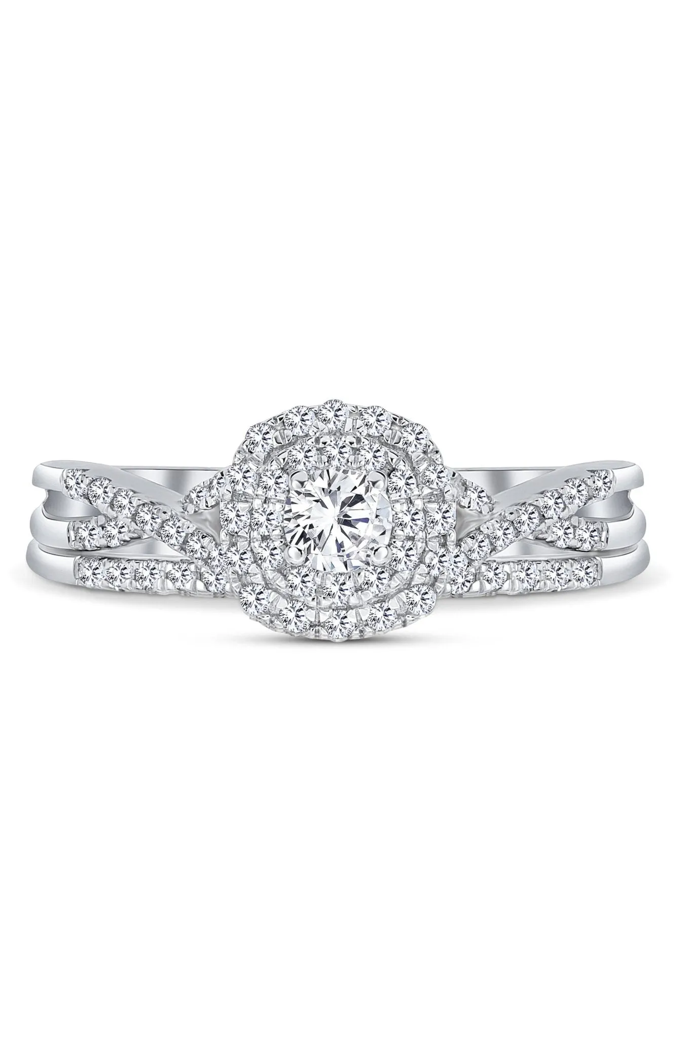 9ct White Gold 0.37ct Diamond Bridal Set Ring