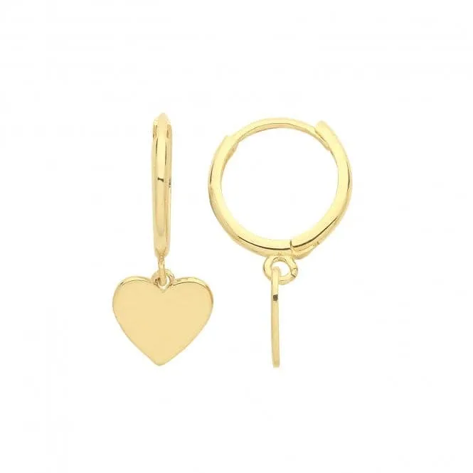 9ct Yellow Gold Heart Charm Drop Earrings ER1175