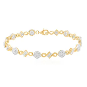 9ct Yellow Gold Round Brilliant Cut 1/4 CARAT tw of Diamonds Bracelet