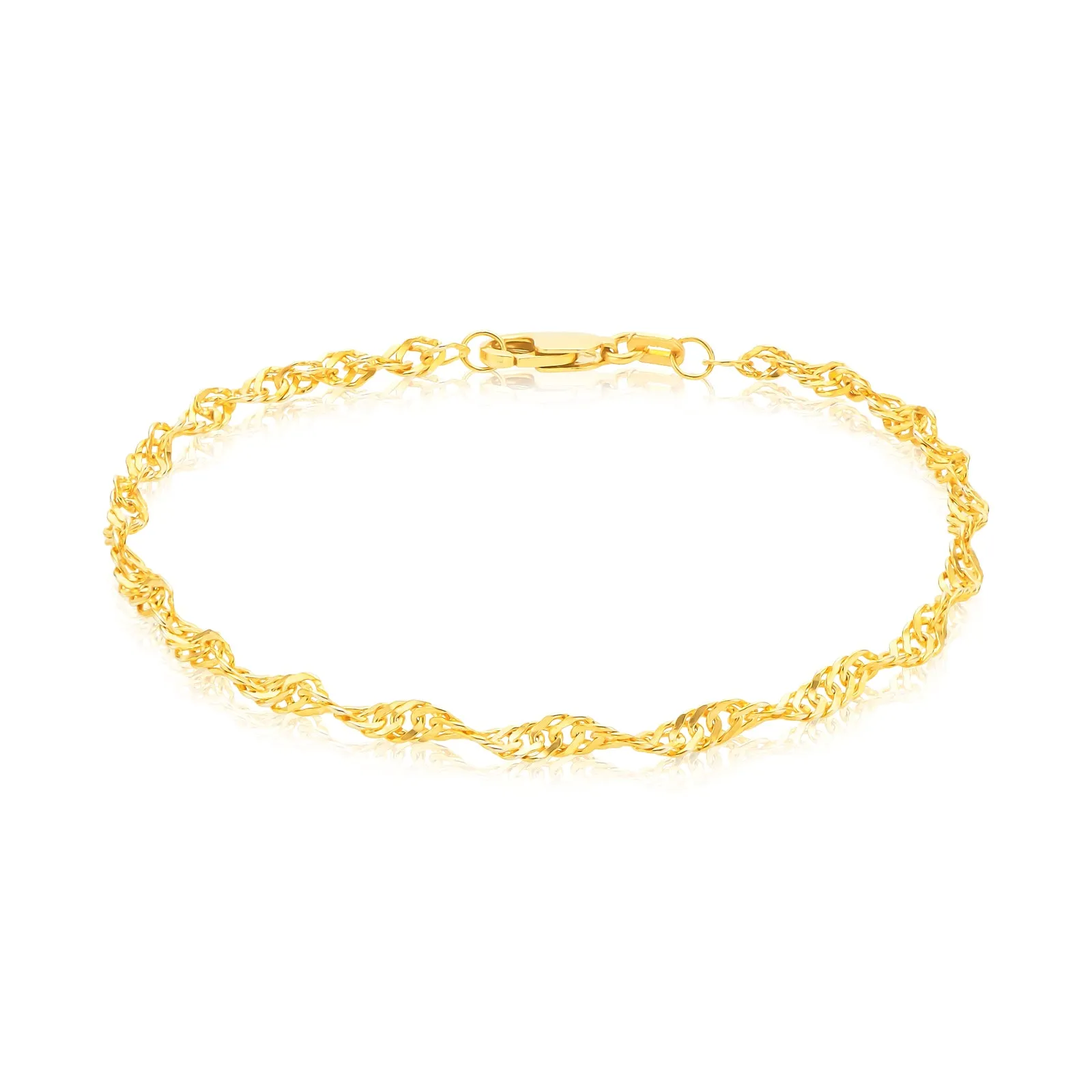 9ct Yellow Gold Silver Filled 19cm 50 Gauge Singapore Bracelet